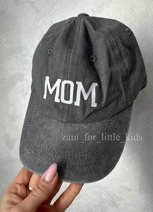 Бейсболка серая mom, бейс mom, кепка, mom, бейсболка мама
