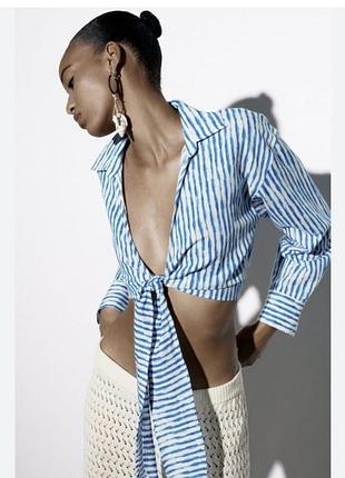Стильна льняна сорочка zara 🩵