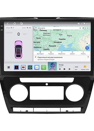 Штатна магнітола lesko для skoda octavia ii (a5) рестайлінг 2008-2013 екран 10" 4/64 qled carplay 4g wi-fi gps 360 prime
