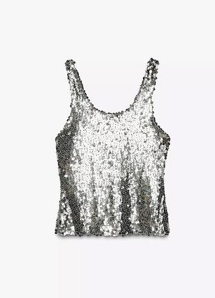 Святковий, в паєтках топ/майка/блуза zara. іспанія.
