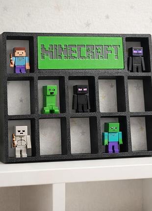 Подставка minecraft kinder joy для фигурок органайзер на 12 ячеек
