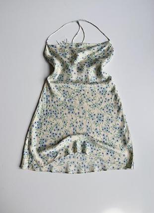 Плаття сатинове з квітами віскоза zara