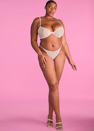 Комплект білизни victoria's secret (2126685917) (ліф+трусики стрінги) зі стразами sheer shine 70b/s рожевий