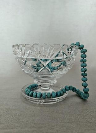 Вінтажна кришталева вазочка-креманка на ніжці-піддоні (saucer foot), рідкість