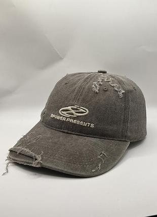 Distressed кепка в стилі balenciaga коричнева washed cap унісекс