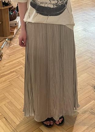 Спідниця-міді з крепованої тканини zara, сіра, xs - s