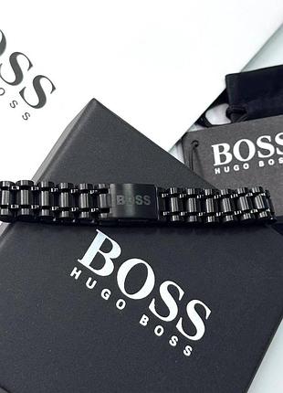 Чоловічий чорний фірмовий браслет boss, бос (60035)