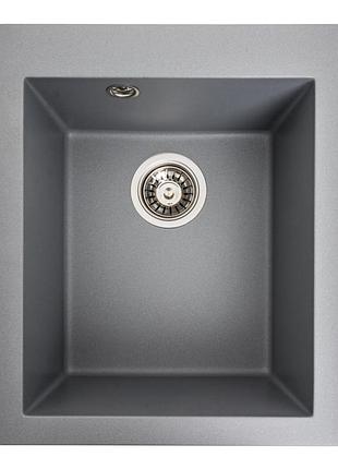 Гранитная мойка для кухни platinum 4150 sokil матовая (серый металлик)