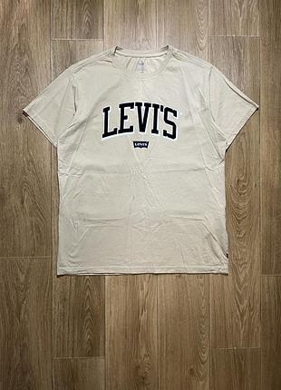 Футболка levi's бежева з логотипом, розмір m