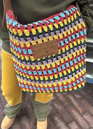 Сумка denim tears aran crochet knit bag ‚multicolor