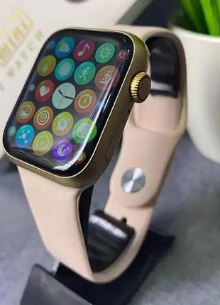 Золотые смарт-часы smart watch gs7 mini 41 мм, фитнес часы с тонометром и пульсоксиметром