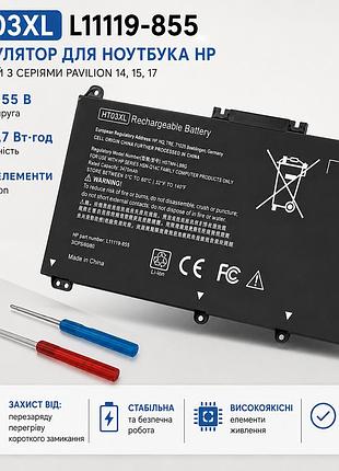Акумулятор ht03xl l11119-855 для ноутбука hp pavilion 14/15/17, 11,55 в, 41,7 вт·год, 3 елементи