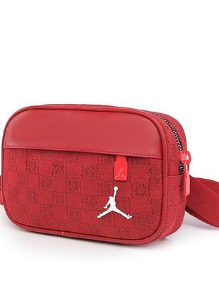 Мессенджер air jordan monogram сумка джордан красная унисекс мужская женская премиум бананка сумка через плечо