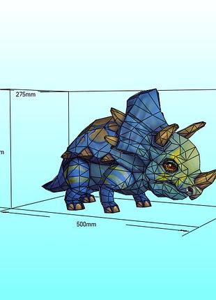 Paperkhan конструктор из картона wow динозавр трицератопс оригами papercraft 3d фигура развивающий набор антистрес