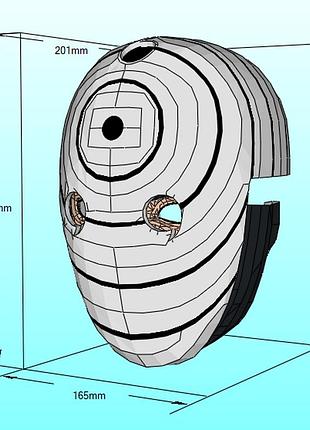 Маска обито obito mask naruto конструктор з картону паперкрафт papercraft ігровий персонаж пазл 3д фігура