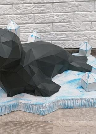 Paperkhan конструктор з картону 3d фігура тюлень морж ламантин паперкрафт papercraft подарунковий набір для творчості іграшка суве