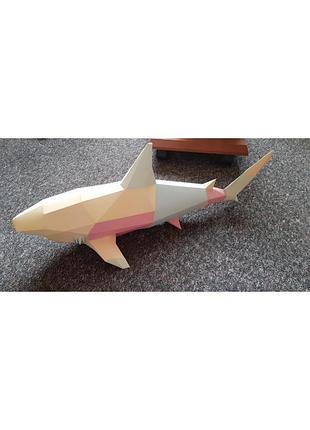 Paperkhan конструктор з картону 3d фігура акула риба рибка паперкрафт papercraft подарунковий набір для творчості іграшка сувенір