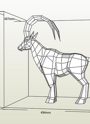 Paperkhan конструктор из картона 3d фигура антилопа коза козел паперкрафт papercraft подарочный набор игрушка