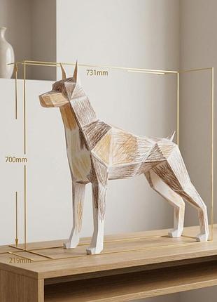 Paperkhan конструктор з картону доберман стоячий висота 70 см собака песоригамі low poly papercraft 3d фігура подарунок