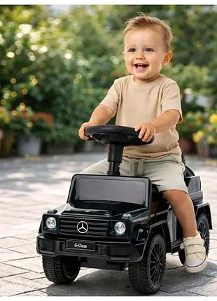 Детский автомобиль толокар с музыкой и гудком 2 в 1 черный mercedes cs-0439