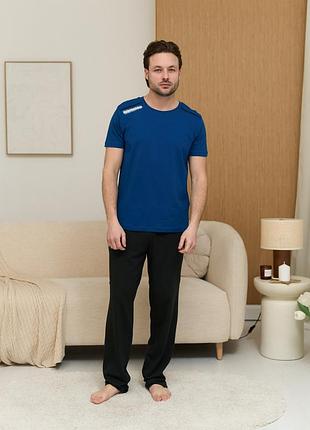 Пижама мужская футболка со штанами tom john синяя размер m, l, xl, 2xl