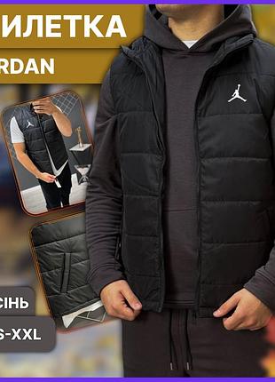 Осіння весняна тепла жилетка jordan без капюшона утеплена, демісезонна стьобана безрукавка джордан з блискавкою чоловіча s