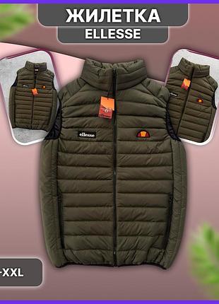 Хаки мужская жилетка ellesse без капюшона, весенняя осенняя стёганая безрукавка ellesse, жилетка элис со змейкой s m l xl xxl