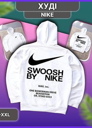 Чоловіче біле худі nike big swoosh з логотипом на спині, весняна осінка толстовка найк біг свуш big logo без флісу l