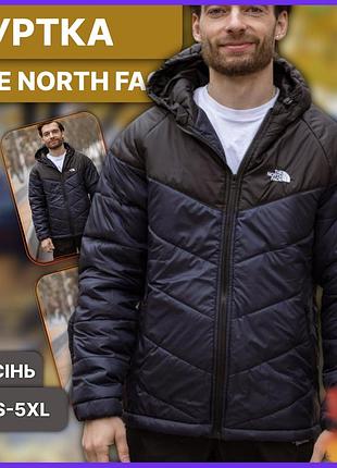 Темно-синя чоловіча весняна осінка куртка the north face з плащівки, непродувна тепла куртка зе норд фейс на осінь весни s