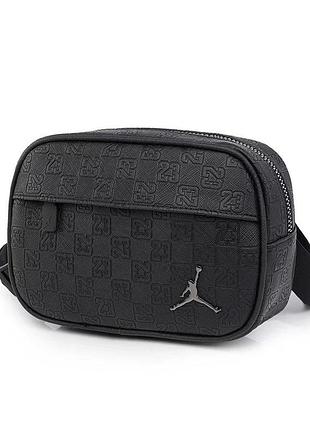 Мессенджер air jordan monogram сумка джордан черная с серебряным унисекс мужская премиум-бананка через плечо