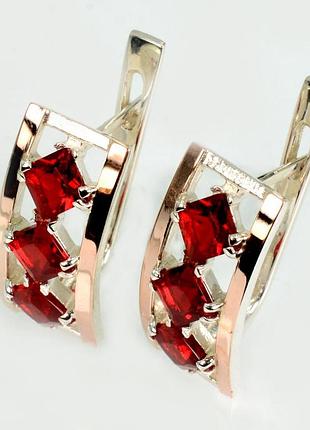 Серебряные серьги с золотыми вставками