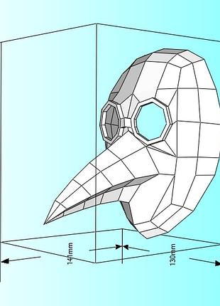 Маска чумного лікаря plague doctor maskконструктор з картону паперкрафт papercraft ігровий персонаж пазл 3д фігура