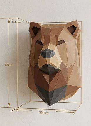 Paperkhan конструктор из картона 3d фигура медведь на стену трофей паперкрафт papercraft оригами пазл медведь