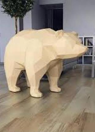 Paperkhan конструктор из картона 3d фигура медведь стоящий на лапах паперкрафт papercraft оригами пазл медведь ведмедь bear teddy