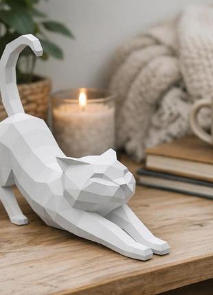 Cat kitten kitty 3d фігура арт. 342.9.42 кішка кіт кошеня котик котики конструктор з картону papercraft паперкрафт модель
