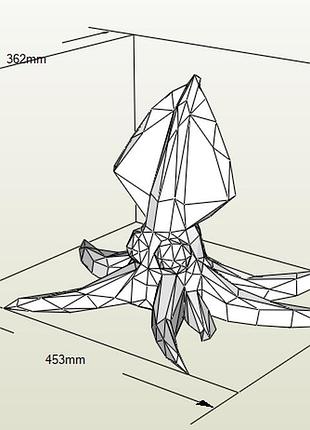 Paperkhan конструктор из картона 3d осьминог кальмар паперкрафт papercraft набор для творчества игрушка сувен