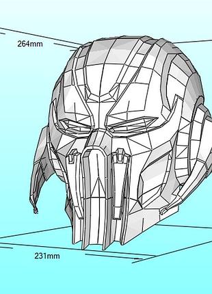 Шолом кібер саб зіро cyber sub-zero helmet конструктор з картону паперкрафт papercraft ігровий персонаж пазл 3д фігура