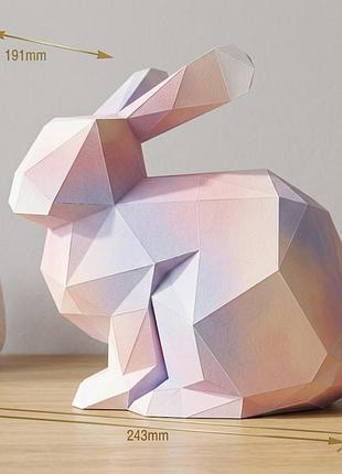 Paperkhan конструктор з картону 3d фігура заєць кролик зайчик паперкрафт papercraft подарунковий набір для творчості іграшка сувен