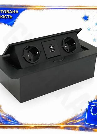 Ve розетка підлогова висувна із new version заземленням дві розетки та 2 usb для офісу та будинку прих n6w_ver