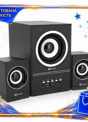 Ve колонки kisonli с сабвуфером new version 5w черные для компьютера и телевизора usb bluetooth fm aux n6w_ver