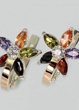 Серебряные серьги с напайками из золота