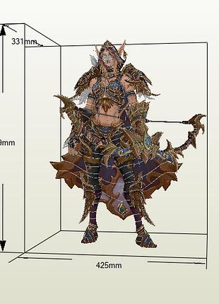 Paperkhan конструктор з картону sylvanas warcraft papercraft 3d фігура розвиваючий подарунок статуя сувенір