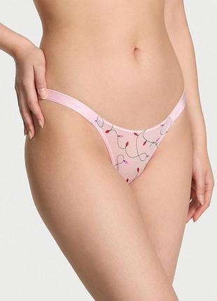 Жіночі трусики victoria's secret (28767872491) logo cotton high-leg micro thong xs рожеві