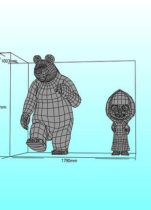 Paperkhan конструктор з картону маша і медвідь 3d фігура character hero персонаж герой паперкрафт набір пазл орігамі papercraft