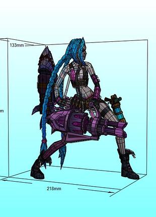 Paperkhan конструктор з картону jinx league of legends 3d фігура character hero персонаж герой паперкрафт орігамі papercraft