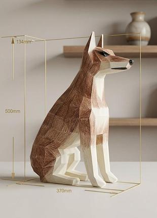 Paperkhan конструктор из картона доберман сидящий высота 50 см собака пёсоригами low poly papercraft 3d фигура