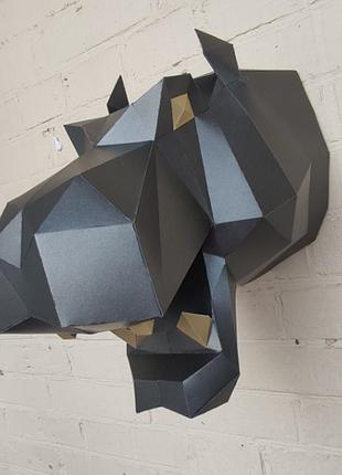 Paperkhan конструктор из картона 3d фигура бегемот гиппопотам паперкрафт papercraft подарочный набор игрушка