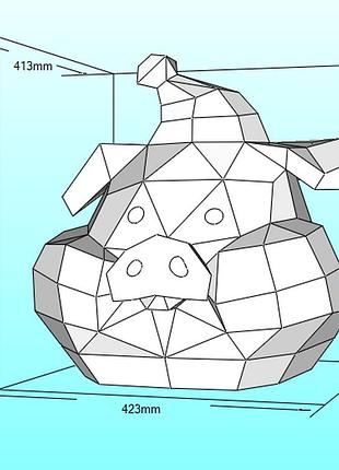 Шлем helmet pig свинка маска mask конструктор з картону паперкрафт papercraft ігровий персонаж пазл 3д фігура