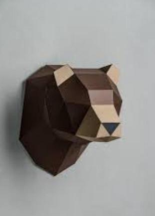 Paperkhan конструктор из картона 3d фигура медведь на стену трофей паперкрафт papercraft оригами пазл медведь ведмедь bear teddy