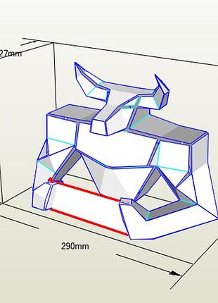 Paperkhan конструктор з картону бик юуйвол телець пазл орігамі papercraft 3d фігура полігональна набір подарок сувенір антистрес